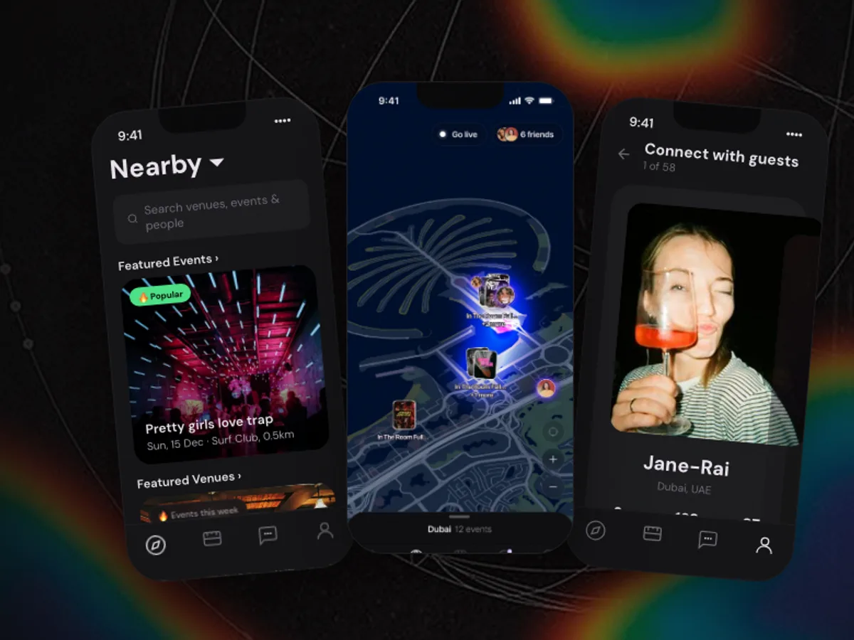 Screens from the Portl app