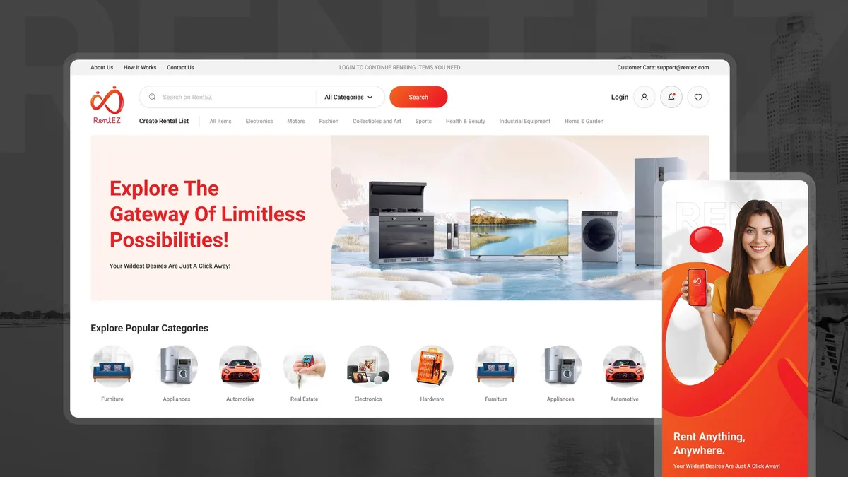Website and mobile app design for RentEZ