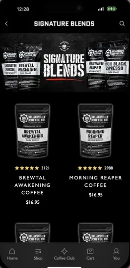 Blackout Coffee app, screen 3